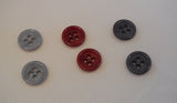 2 pcs dark red OR grey shell plastic sew on clothes jackets buttons flat base