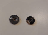 Dark grey & gold plastic sew on clothes/ jackets button flat base 1.4cm OR 1.6cm