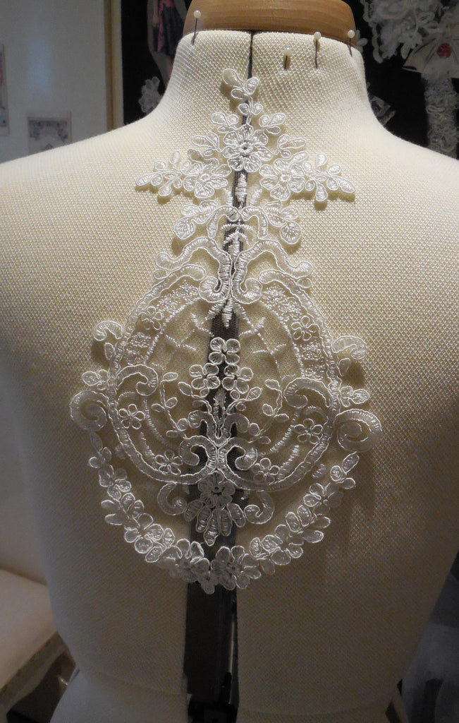 ivory floral lace applique / bridal wedding bolero lace motif is for sale, sold By piece