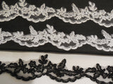 Black or ivory or white or red bridal wedding floral tulle lace trim / dress hemming lace trim is for sale. sold by Yard 90cm