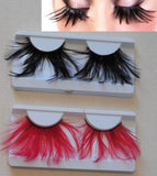 Black or red feathers false eyelashes fashion makeup party eyelashes extension Reusable