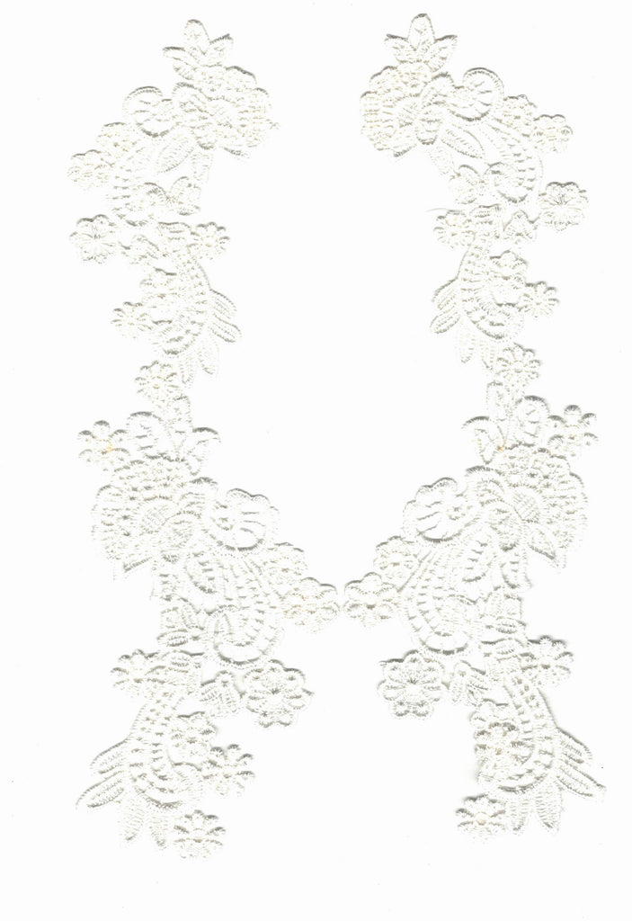A pair of ivory floral lace collar appliques ivory cotton collar lace motifs Sold by per pair