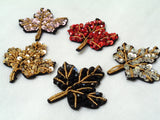 leaf embroidered beads applique motif sew on leaf sequins motif patch beaded motif per piece