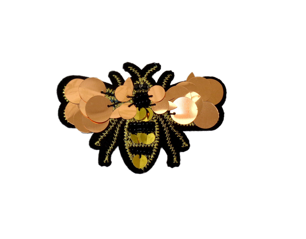 Bee beads rhinestones applique motif sew on beaded sequins motif bees jean patch motif per piece