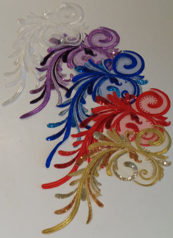 sewing sequins lace applique floral tulle sequined lace motif various colour options. Sold by per piece.