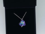 Craftuneed purple or blue ocean heart crystal pendant necklace women 925 silver necklace gift