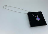 Craftuneed purple or blue ocean heart crystal pendant necklace women 925 silver necklace gift