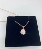 Craftuneed zircon & opal stone pendant necklace women silver plated or rose gold plated necklace gift