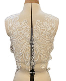 ivory embroidered sequins lace motif floral bolero lace applique for wedding dress sewing front and back sides