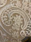 ivory embroidered sequins lace motif floral bolero lace applique for wedding dress sewing front and back sides