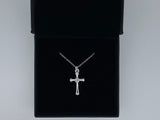 Craftuneed women stainless steel zircon stone cross pendant necklace baptism jewellery with gift box