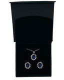 Craftuneed women classic navy blue zircon stone stainless steel necklace and earrings gift set
