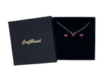 Craftuneed women 925 silver necklace zircon stone rose pink heart necklace & earring set gift