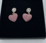 Craftuneed handmade women simplicity retro pink heart shape rhinestones drop earrings