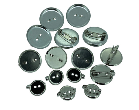 Job lot 15 pcs circle silver brooch back pin badge fastener bar findings for craft