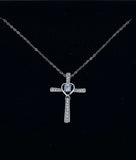 Craftuneed 925 silver zircon heart cross pendant necklace baptism jewellery gift for her mum birthday Christmas gift ideas