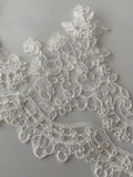 Craftuneed white or ivory sew on floral lace trim Bridal Wedding tulle embroidered lace trimming Per Yard 90cm