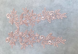 A pair baby pink floral collar lace applique pink embroidered lace motif sewing patch motif appliques