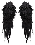 A mirror pair feather wing shape lace motif applique sew on shoulder lace cap sleeves patch for dress making sewing