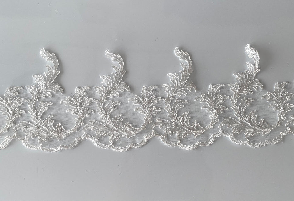 Craftuneed ivory floral lace trim sew on bridal wedding embroidered tulle lace trimming