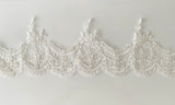 Craftuneed ivory floral tulle lace trim bridal wedding sew on embroidered dress lace trimming Per Yard