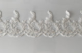 Craftuneed ivory floral lace trim sew on bridal wedding embroidered tulle lace trimming