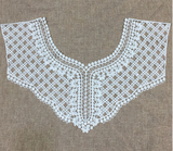Ivory cotton floral lace collar applique round neckline ivory collar lace motif .  sold by per piece