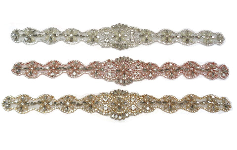 silver or copper or gold rhinestones applique Sew on bridal rhinestones beaded motif Per piece