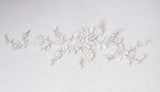 An ivory & silver cords bridal wedding lace applique / floral tulle lace motif sold By Piece