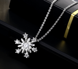 Craftuneed classic snowflake pendant necklace women stainless steel snowflake rhinestones necklace gift