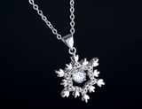 Craftuneed classic snowflake pendant necklace women stainless steel snowflake rhinestones necklace gift
