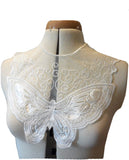 Black or off white butterfly lace collar applique sew on round neckline tulle collar motif no back side
