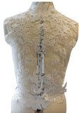 A Large ivory bridal bolero lace applique sew on floral lace motif for wedding dress sewing