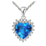 Craftuneed blue ocean heart pendant necklace women 925 silver necklace jewellery gift box
