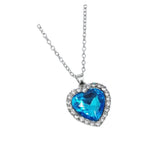 Craftuneed women classic zircon stone blue ocean heart pendant necklace stainless steel necklace jewellery