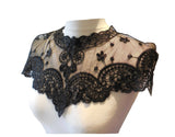 Black or off white bridal floral lace collar applique sew on tulle motif patch - Front side only, no back side.