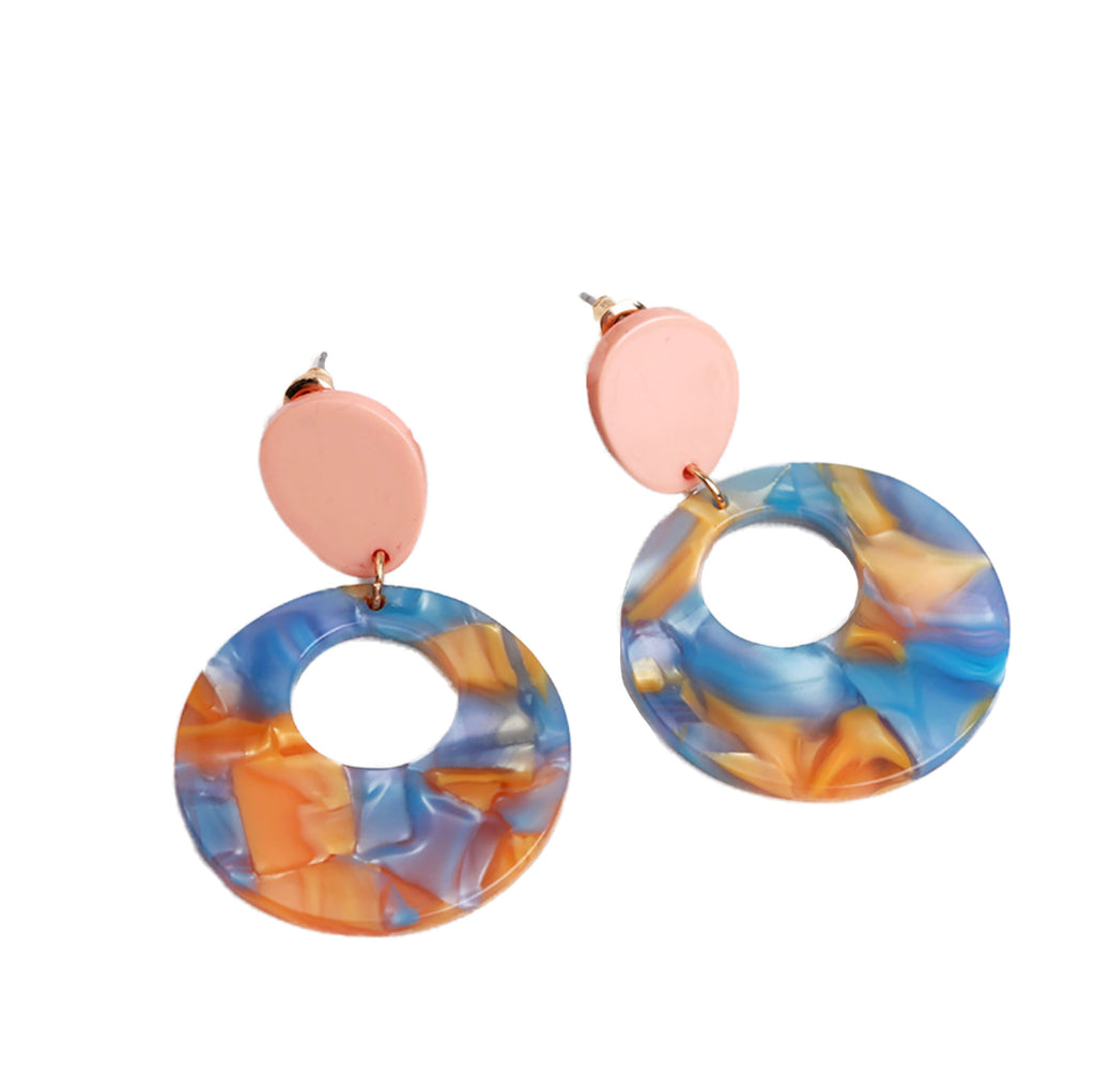 Craftuneed handmade retro circle charm earrings women fashion acrylic earrings box gift Per pair