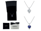 Craftuneed navy blue or silver white ocean zircon heart pendant necklace women 925 silver necklace gift
