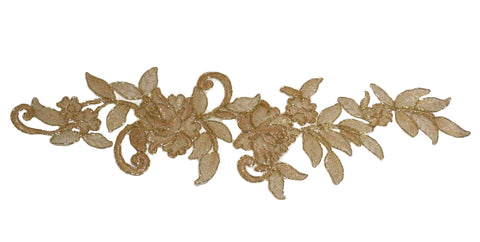 gold cords floral lace applique sew on flower embroidered lace tulle motif patch for dress sewing