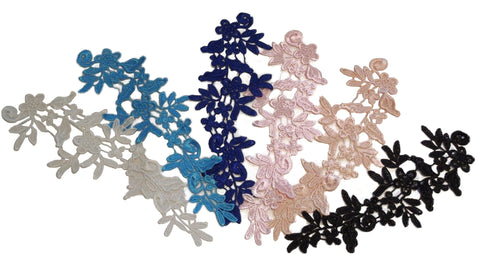 A bridal floral lace Applique / cotton lace motif is for sale.various colours sold by piece