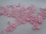 baby pink floral lace applique baby pink bridal tulle lace motif for sale. sold by per piece