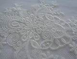 ivory floral lace applique bridal wedding bolero cotton lace motif for sale, sold By piece