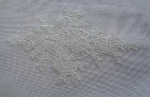ivory floral lace applique bridal wedding bolero cotton lace motif for sale, sold By piece