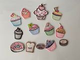 Craftuneed Job lot 13ps iron on cake Doughnut bread bakery embroidery applique motif garment badge patch