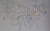A large beaded floral lace applique / sequined tulle lace motif is for sale.  various colours . sold by per piece