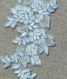 Craftuneed a Pair of blue floral lace applique sew on flower embroidered tulle lace motif patch