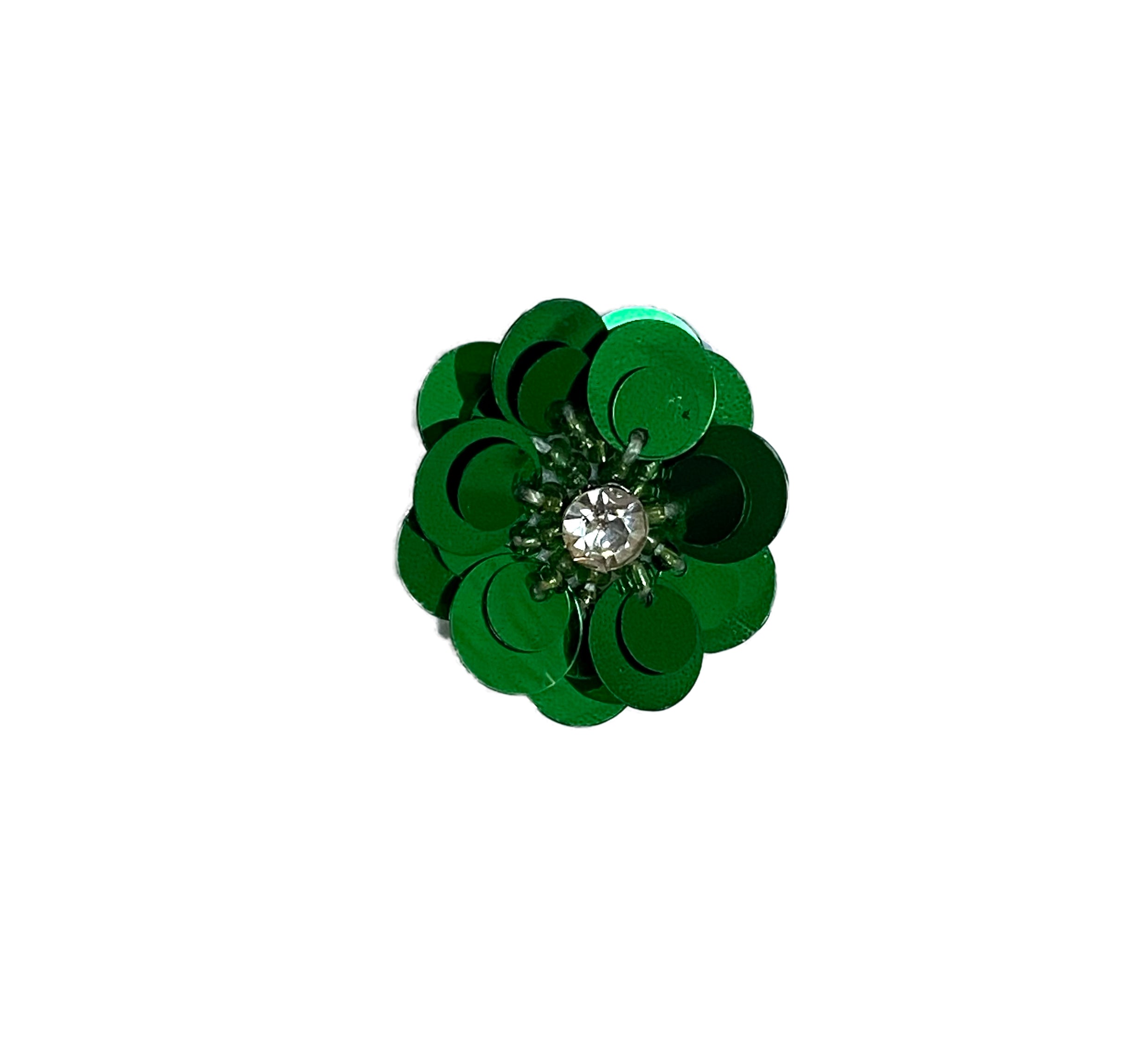 Sequin Beaded Applique Green Flower Floral