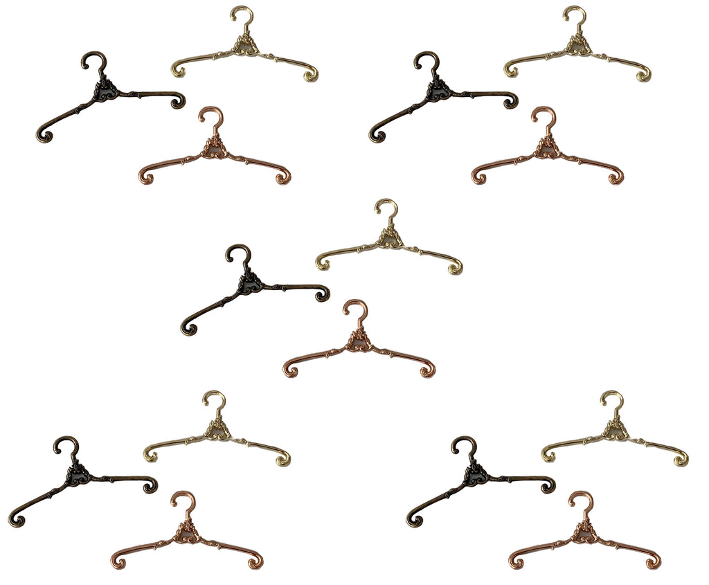 Craftuneed 15 pieces quality alloy metal mini hanger for Barbie doll clothes dress hangers accessory