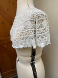 ivory cotton crochet lace collar motif sewing embroidered floral lace collar applique front & back side Per piece