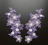 Craftuneed A pair of sew on flower beaded lace applique floral beads sequins tulle lace motif patch